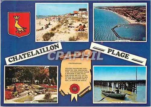 Cartes postales Chatelaillon Plage (Ch Mme) La plage Vue generale Jardin public Moules de Boucicots