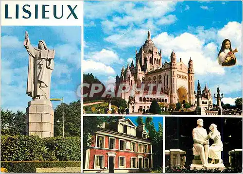 Cartes postales Lisieux La Statue de Sainte Therese La Basilique Les Buissonnets Sainte Therese et son Pere