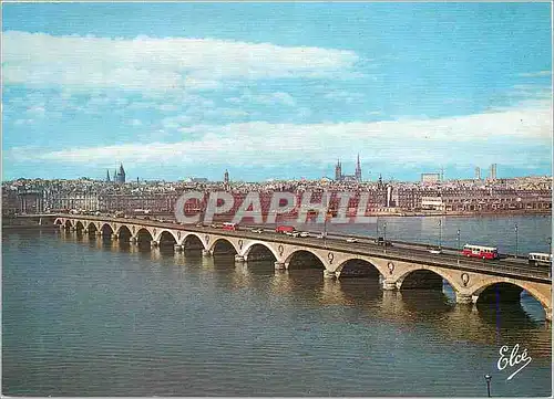 Moderne Karte Bordeaux (Gironde) Le Pont de Pierre Au Fond Les Quais