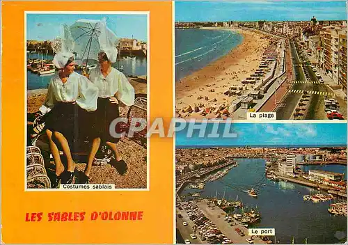 Cartes postales moderne Les Sables d'Olonne (Vendee) Costumes sablais La plage Le port bateaux