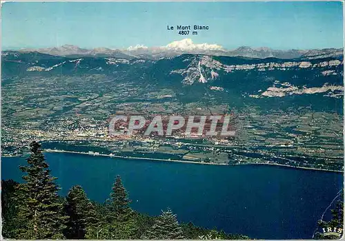 Cartes postales moderne Le Lac du Bourget Aix les Bains (25 m) Le Revard (155 m) et le Mont Blanc (487 m) Vu sur des Rel