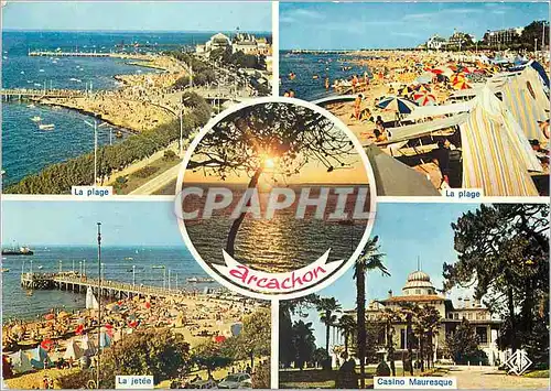 Cartes postales moderne Arcachon Cote d'Argent La plage La jetee Casino mauresque
