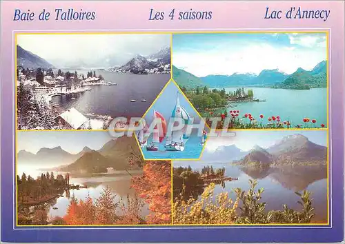 Moderne Karte Lac d'Annecy Baie de Talloires les 4 Saisons