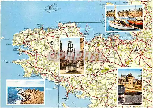 Moderne Karte la Bretagne Saint Malo le Calvaire de Saint Thegonnec la Pointe du Raz la Tour du Connetable a V