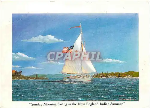 Cartes postales moderne Sunday Morning Sailing in the New England Indian Summer Marine Painting and Designs of Daniel Z