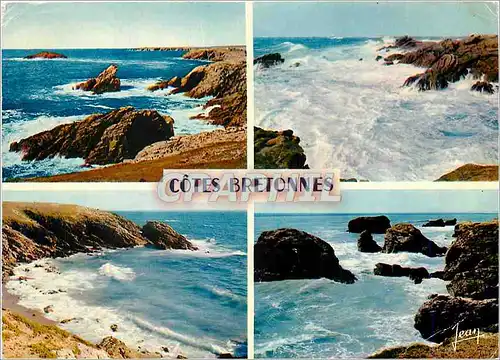 Moderne Karte Cotes Bretonnes Effets de Vagues sur les Cotes