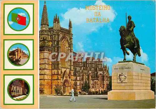Cartes postales moderne Batalha (Portugal) Monastere et Statue Equestre de D Nuno Alvares Pereira
