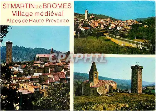 Moderne Karte St Martin de Bromes Village Medieval Alpes de Haute Provence Altitude 380 metres