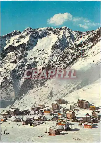 Moderne Karte les 2 Alpes (Alt 1650m) vue Generale et le Grand Rochail (3050m)