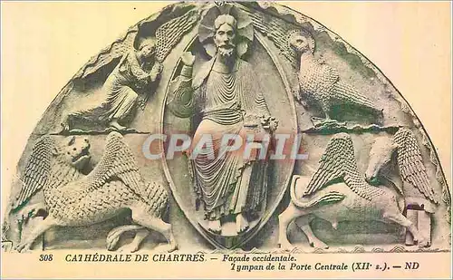 Cartes postales Chartres La Cathedrale Facade Occidentale Tympan de la Porte Centrale  (XIIe S)