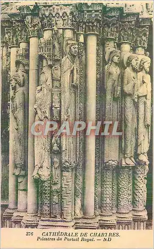 Cartes postales Chartres La Cathedrale Pilastres du Portail Royal