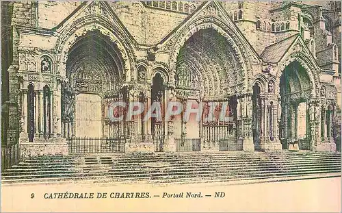Cartes postales Cathedrale de Chartres Portail Nord