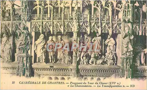 Cartes postales Cathedrale de Chartres Fragment du Tour du Choeur  (XVIe S) La Chananeenne La Transfiguration