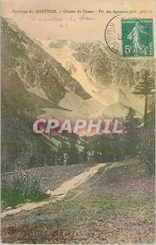 Cartes postales Environs de Monetier Glacier du Casset Pic des Agneaux (Alt 3660 m)