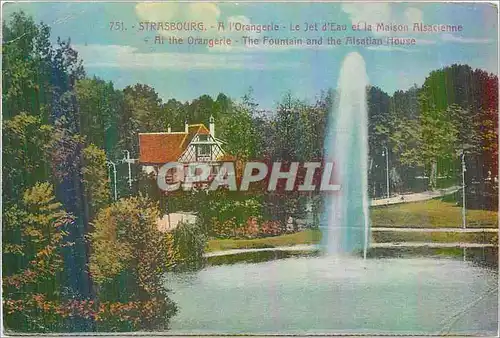 Ansichtskarte AK Strasbourg A l'Orangerie le Jet d'Eau et la Maison Alsacienne