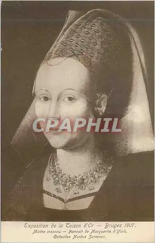 Cartes postales Bruges 1907 Exposition de la Toison d'Or Maitre Inconnu Portrait de Marguerite d'York