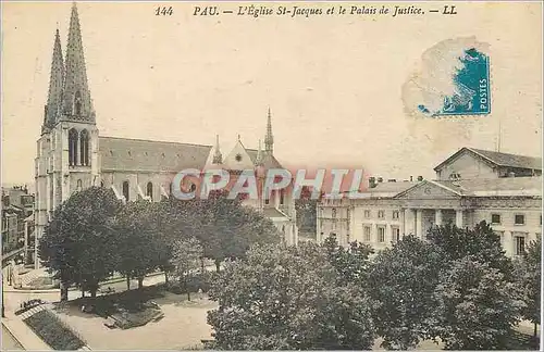Cartes postales Pau L'Eglise St Jacques et le Palais de Justice