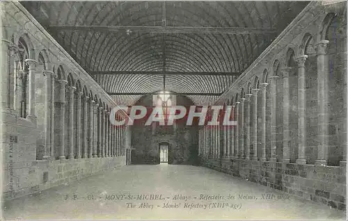 Ansichtskarte AK Mont Saint Michel Abbaye Refectoire des Moines XIIIe Siecle