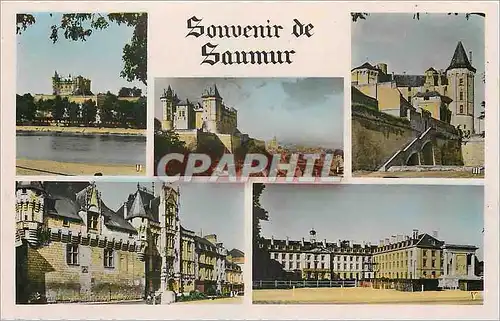 Moderne Karte Saumur Vue Generale Le Chateau et la Loire Le Chateau et les Remparts L'Hotel de Ville L'Ecole d