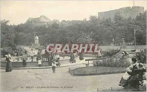 Cartes postales Brest La Plac du Chateau Le Jet d'eau