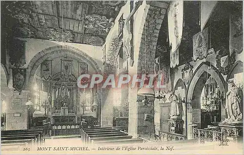 Cartes postales Mont Saint Michel Interieur de l'Eglise Paroissiale La Nef