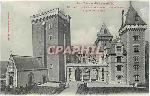 Cartes postales Le Chateau Henri IV Donjon Facade et Entree Les Basses Pyrenees