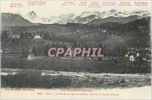 Cartes postales Pau Le Gave et les Pyrenees Vue de la Place Royale