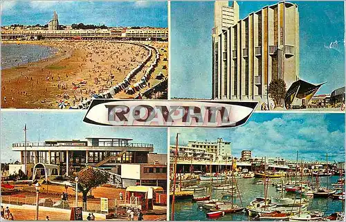 Cartes postales moderne Royan (Char Marit) de gauche a Droite La Plage et le Front de Mer le Casino le Port l'Eglise