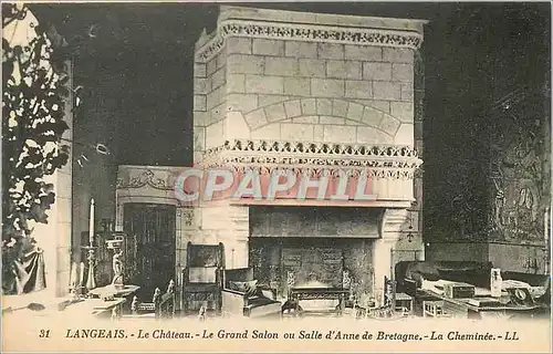 Cartes postales Langeais Le Chateau Le Grand Salon ou Salle d'Anne de Bretagne la Cheminee