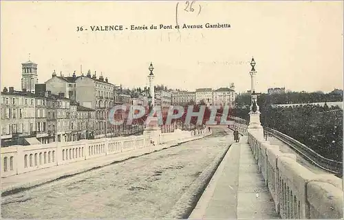 Cartes postales Valence Entree du Pont et Avenue Gambetta