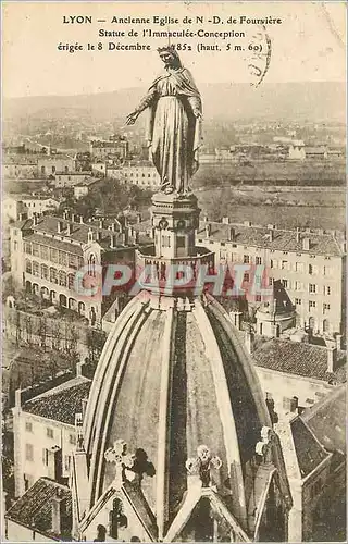 Cartes postales Lyon Ancienne Eglise de N D de Fourviere Statue de l'Immaculee Conception