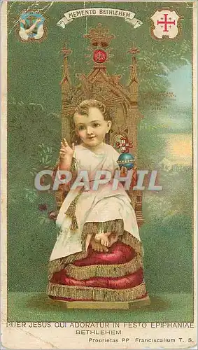 Chromo Souvenir de  Bethleem Veritable Image du Saint Enfant Jesus