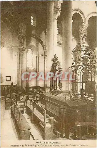 Cartes postales Paray le Monial Interieur de la Basilique Details du Choeur et du Deambulatoire