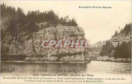Cartes postales Bassins du Doubs Rocher de l'Echo Frontiere Franco Suisse