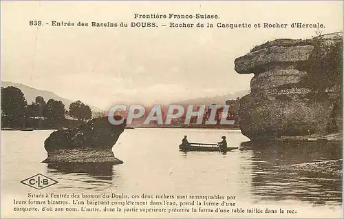 Cartes postales Entree des Bassins du Doubs Frontiere Franco Suisse Rocher de la Casquette et Rocher d'Hercule
