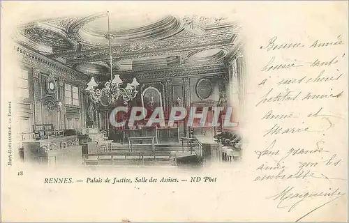Cartes postales Rennes palais de justice salle des assises n d phot (carte 1900)