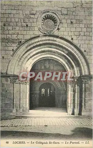 Cartes postales 45 loches la collegiale st ours le portail ll