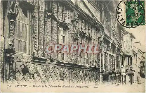 Cartes postales 38 lisieux manoir de la salamandre(detail des sculptures)
