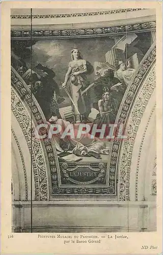 Cartes postales 516 peintures murales du pantheon la justice par le baron gerard