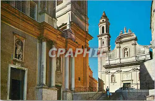 Cartes postales moderne 06 menton 205 le parvis de l eglise st michel et la chapelle des penitents blancs
