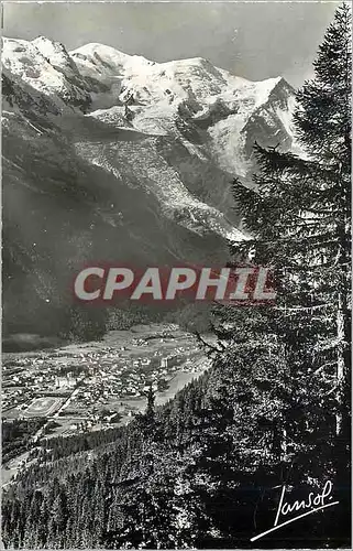 Cartes postales moderne Chamonix mon blanc alt 1050 m (haute savoie) 621 g vue generale et le mont blanc