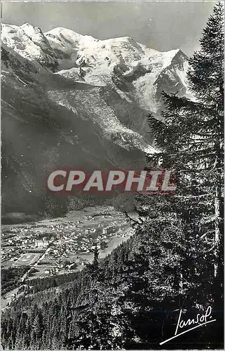 Moderne Karte Chamonix mon blanc alt 1050 m (haute savoie) 621 g vue generale et le mont blanc