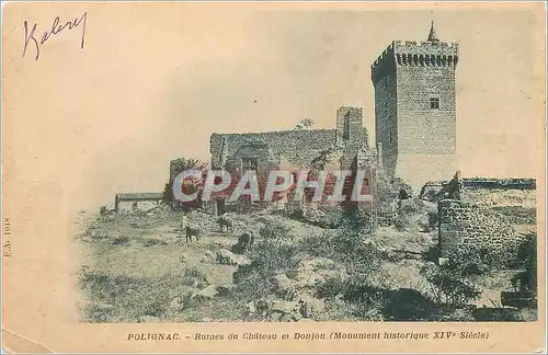Ansichtskarte AK Polignac ruines du chateau et donjon (monument historique xiv siecle)