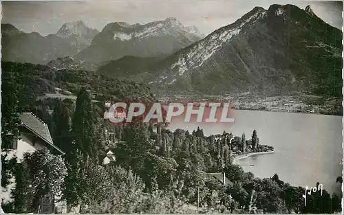 Moderne Karte Lac d annecy (haute savois) talloires a l ombre de la montagne se refletant dans le lac
