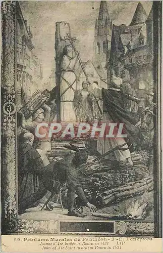 Cartes postales 29 peintures murales du pantheon j e lenepveu jeanne d arc brulee a rouen en 1431