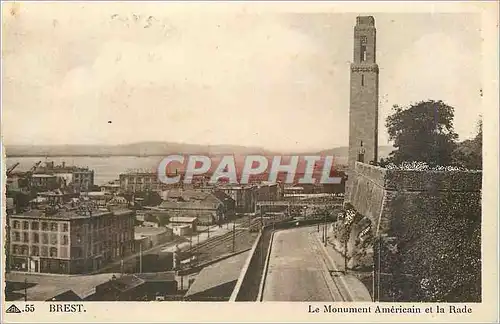 Cartes postales 55 brest le monument americain et la rade