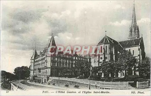 Cartes postales Pau l hotel gassion et l eglise saint martin
