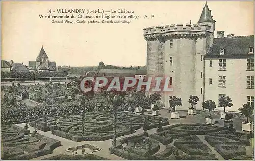 Ansichtskarte AK 14 villandry (i et l) le chateau vue d ensemble du chateau de l eglise et du village