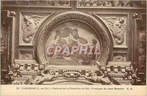Cartes postales 52 cheverny (l et ch) plafond de la chambre du roi fresques de jean mosnier