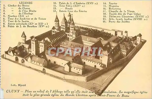 Cartes postales Cluny Plan en relief de l'abbaye